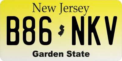 NJ license plate B86NKV