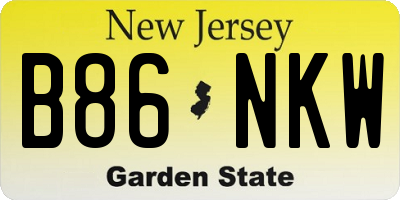 NJ license plate B86NKW