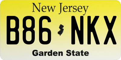 NJ license plate B86NKX