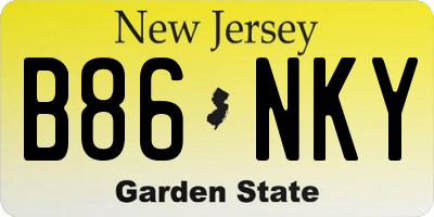NJ license plate B86NKY