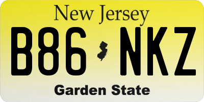 NJ license plate B86NKZ