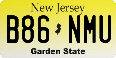 NJ license plate B86NMU