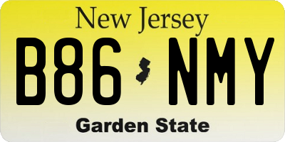 NJ license plate B86NMY