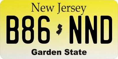 NJ license plate B86NND