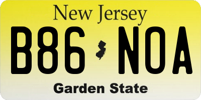 NJ license plate B86NOA