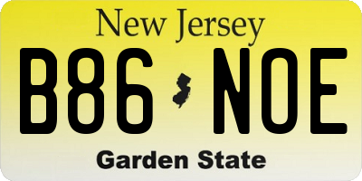 NJ license plate B86NOE
