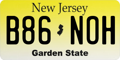 NJ license plate B86NOH