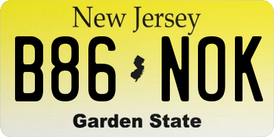 NJ license plate B86NOK