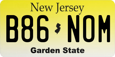NJ license plate B86NOM
