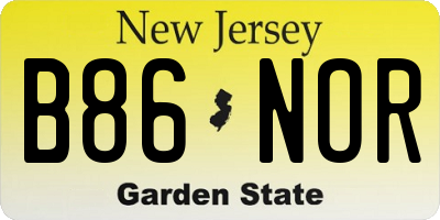 NJ license plate B86NOR