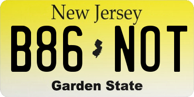 NJ license plate B86NOT