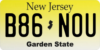 NJ license plate B86NOU