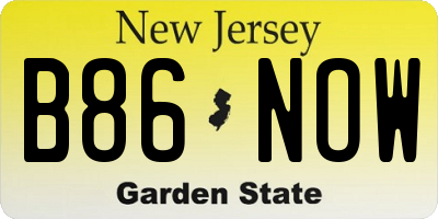 NJ license plate B86NOW