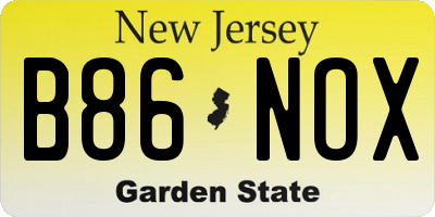 NJ license plate B86NOX