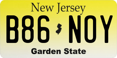 NJ license plate B86NOY