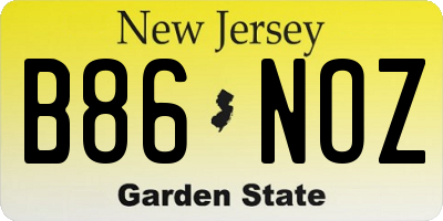 NJ license plate B86NOZ