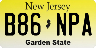 NJ license plate B86NPA