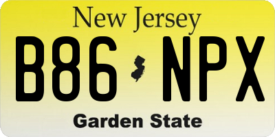 NJ license plate B86NPX