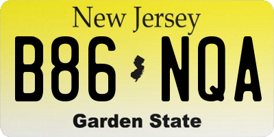 NJ license plate B86NQA
