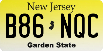 NJ license plate B86NQC