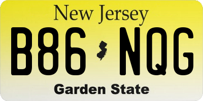 NJ license plate B86NQG