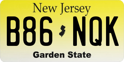 NJ license plate B86NQK
