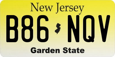 NJ license plate B86NQV