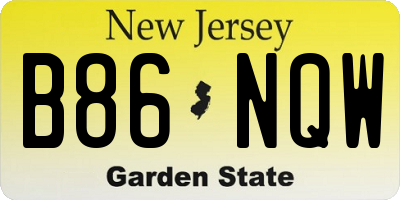 NJ license plate B86NQW