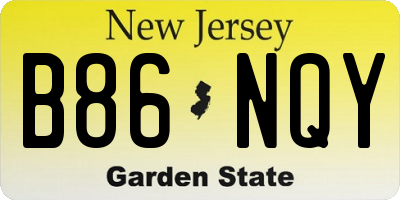NJ license plate B86NQY