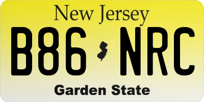 NJ license plate B86NRC