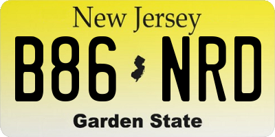 NJ license plate B86NRD