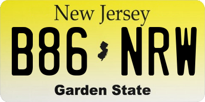 NJ license plate B86NRW