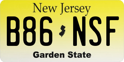 NJ license plate B86NSF