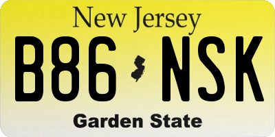 NJ license plate B86NSK