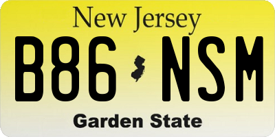 NJ license plate B86NSM