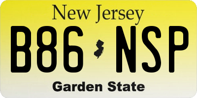 NJ license plate B86NSP