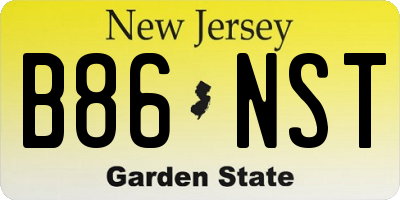 NJ license plate B86NST