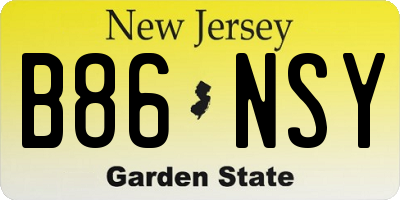 NJ license plate B86NSY