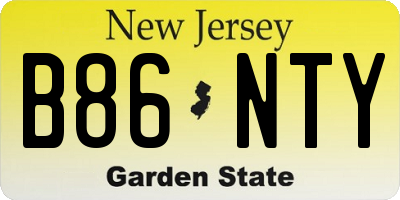 NJ license plate B86NTY