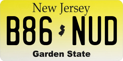 NJ license plate B86NUD