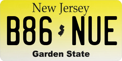 NJ license plate B86NUE