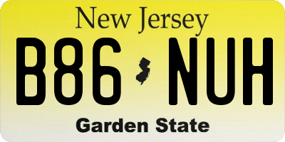 NJ license plate B86NUH