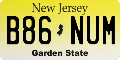 NJ license plate B86NUM