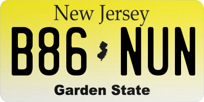 NJ license plate B86NUN