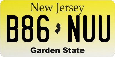 NJ license plate B86NUU