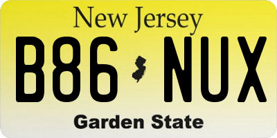 NJ license plate B86NUX