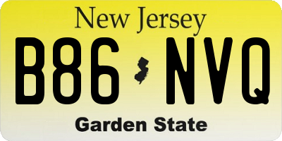 NJ license plate B86NVQ