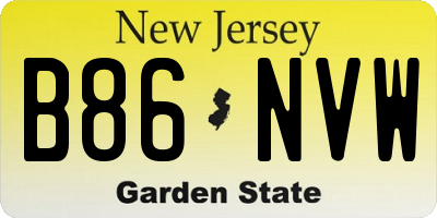 NJ license plate B86NVW