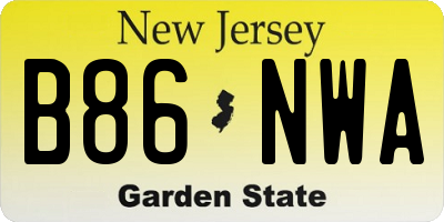 NJ license plate B86NWA
