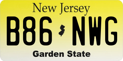 NJ license plate B86NWG
